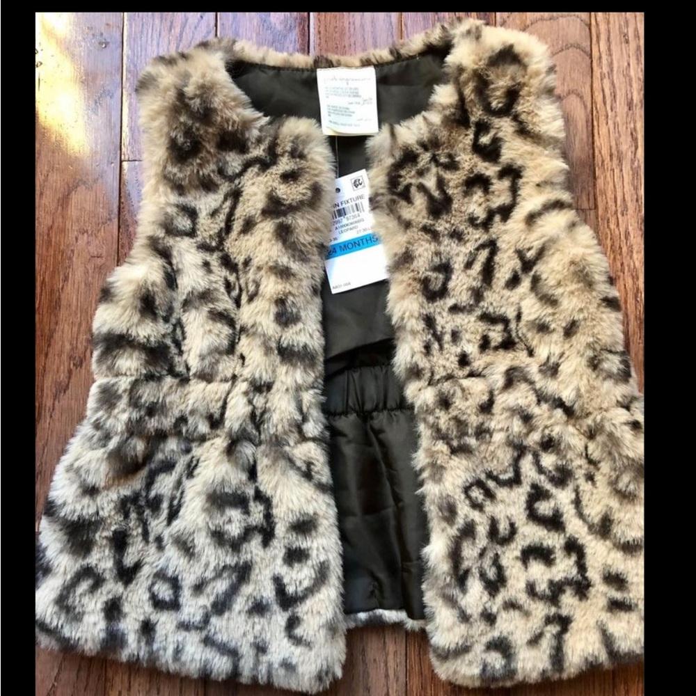 NWT leopard faux fur vest 24 months